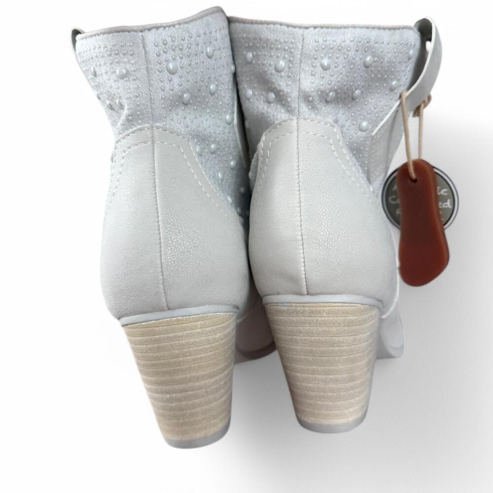 New With Tags White grey MIA studded western pull up ankle cowboy boots size 6.5 - Picture 3 of 9